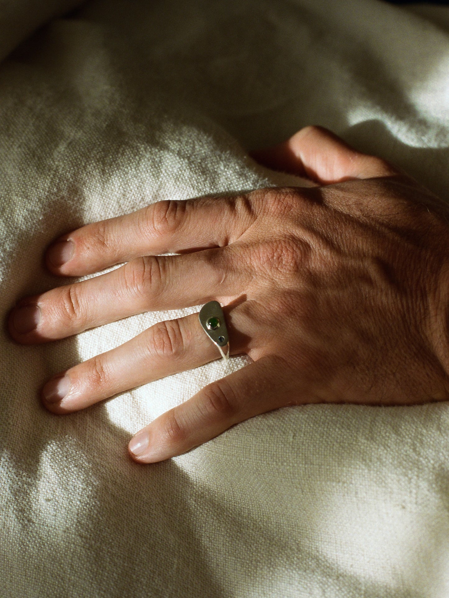 Memphis Ring - sapphire + jade