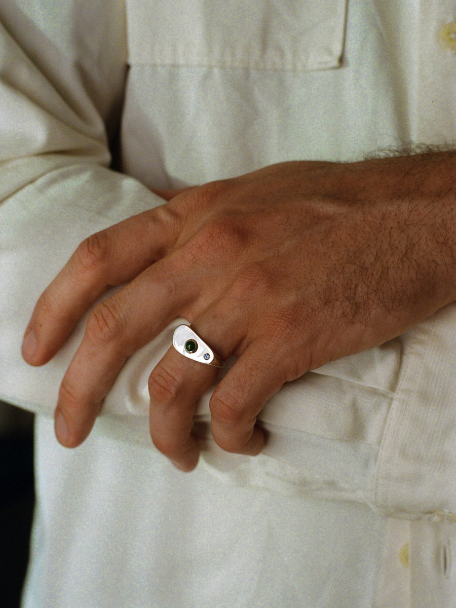 Memphis Ring (sapphire and jade)