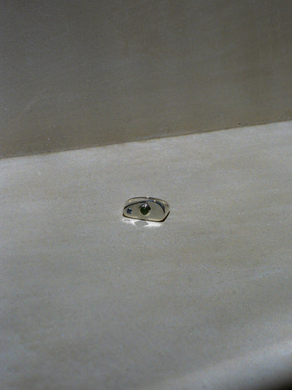 Memphis Ring (sapphire and jade)